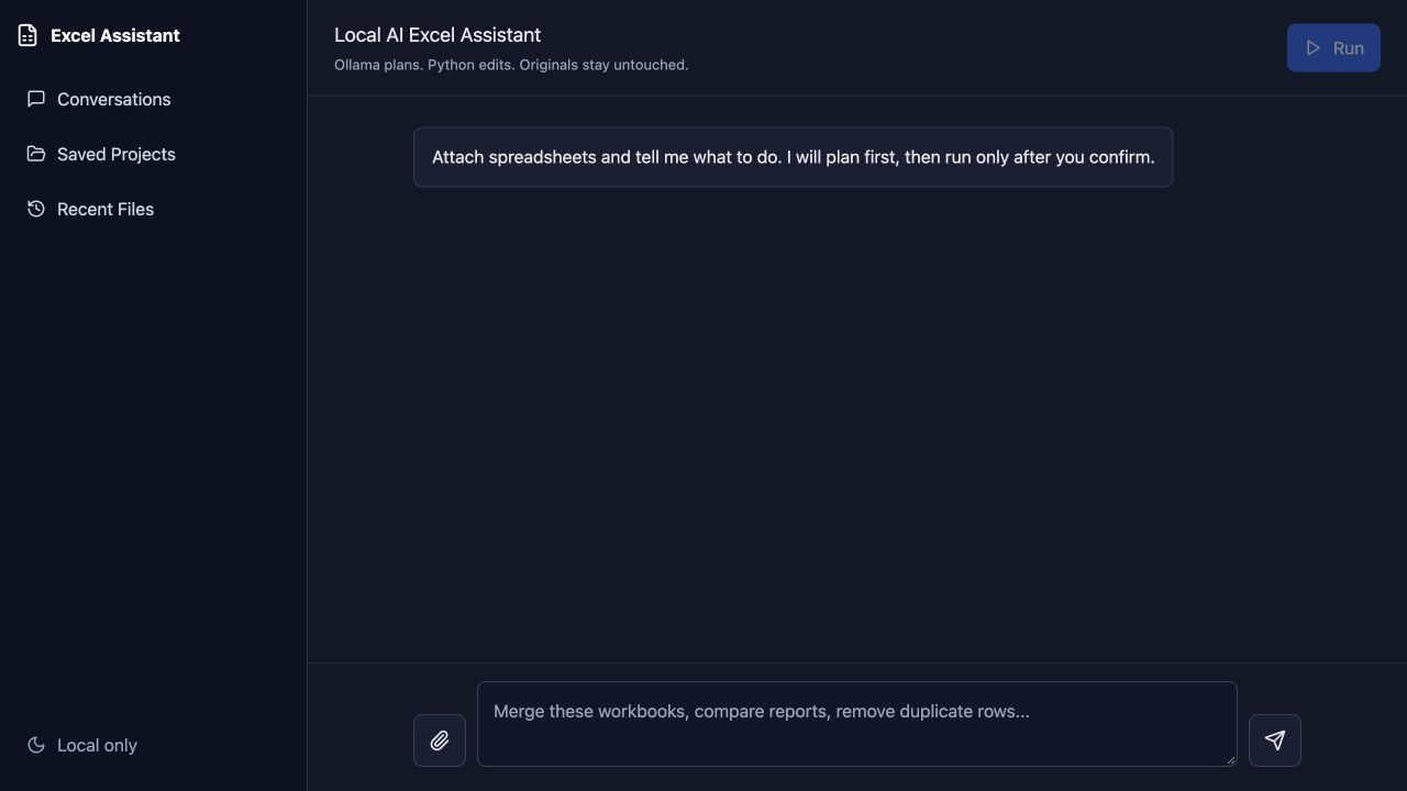 Original Excelbot React desktop frontend with workbook attachment controls
