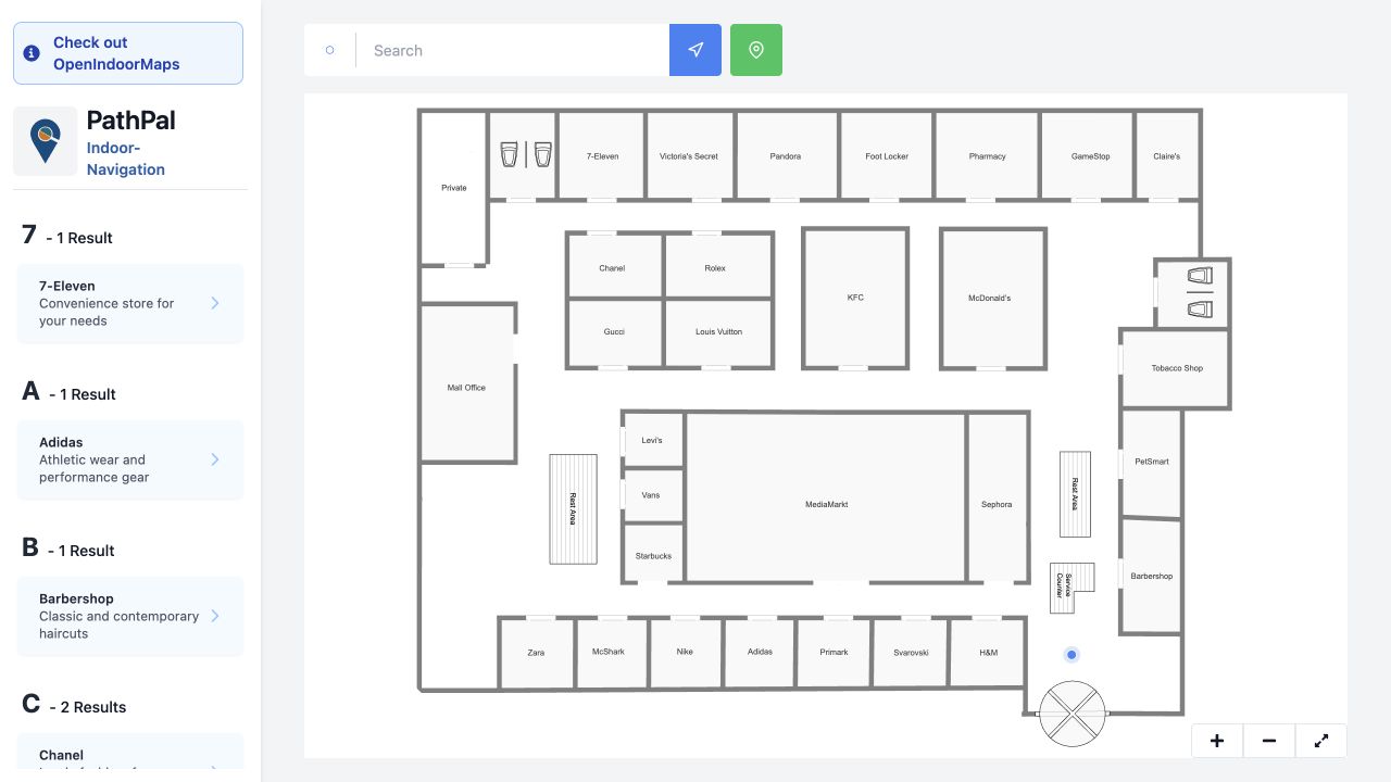RoomQuest repository running its PathPal indoor map example
